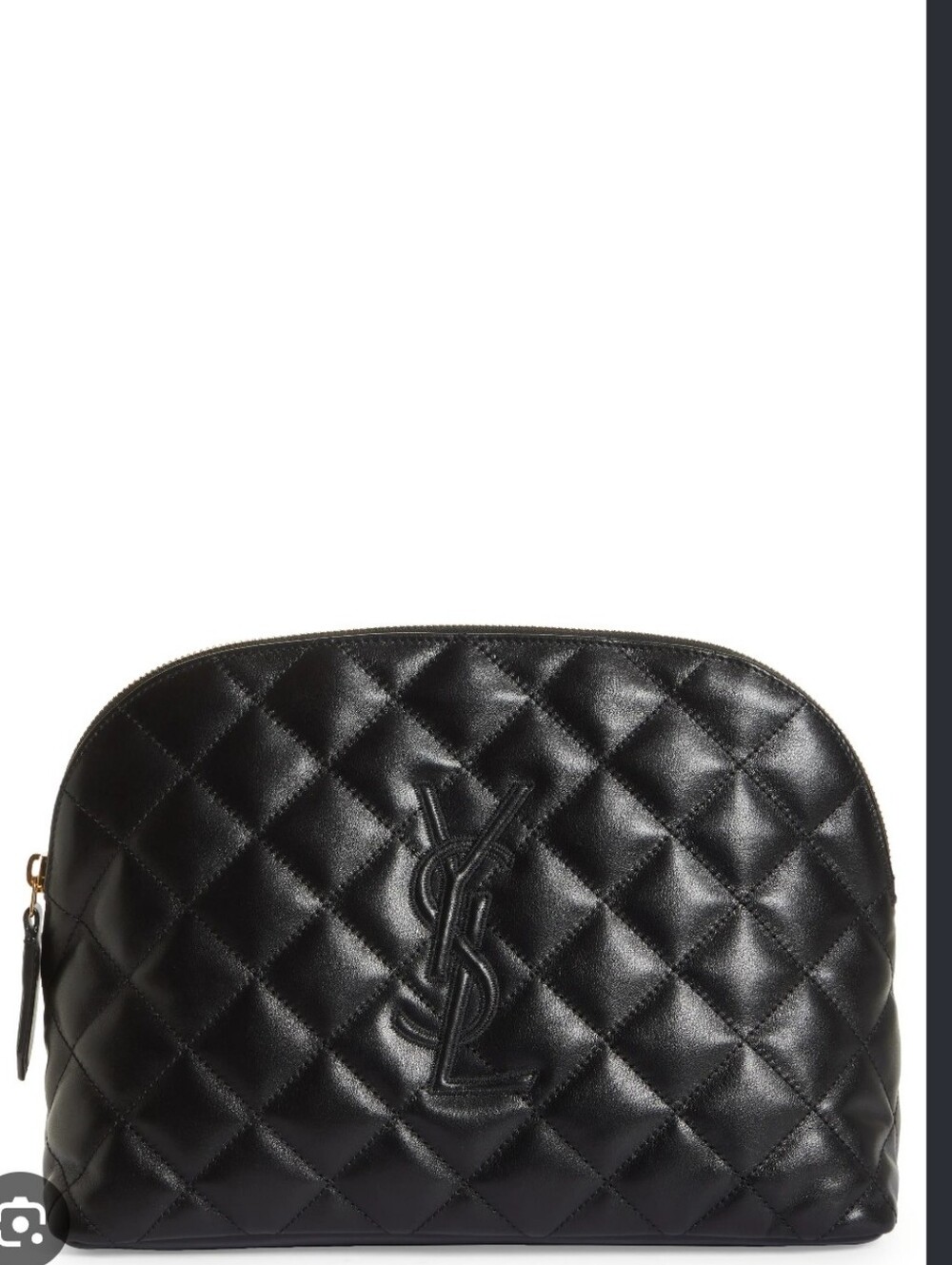 NOWT Saint Laurent Black Quilted Leather Cosmetic Pouch with YSL Monogram